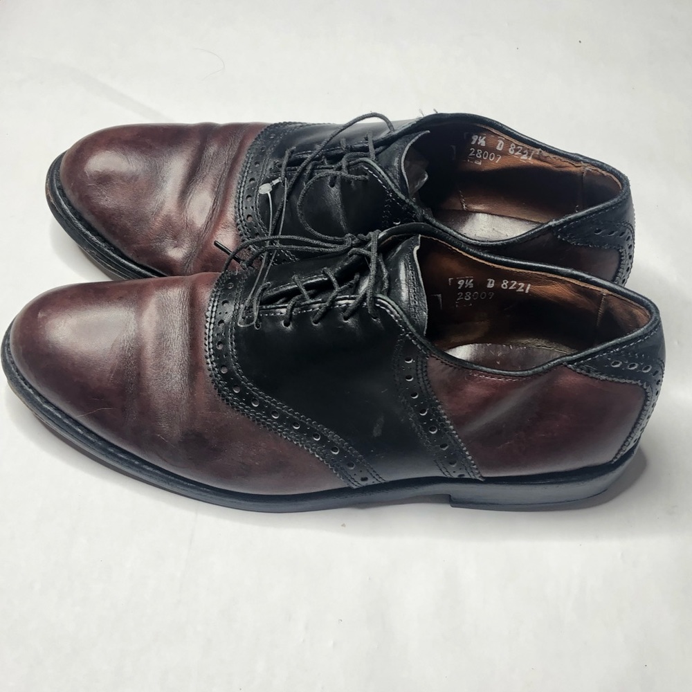 ALLEN EDMONDS Shelton Burgundy Black Saddle Oxfords Mens Dress Shoes Size 9.5 D